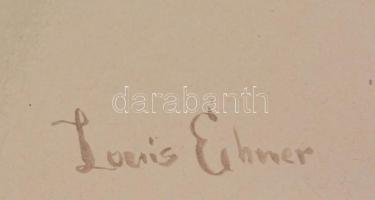 Ebner jelzéssel: Alakok. Akvarell, ceruza, papír, üvegezett keretben, 17×24,5 cm