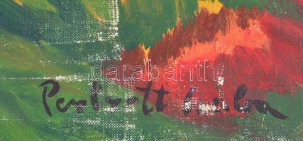 Perlrott jelzéssel: Napfényes táj. Olaj, vászon, enyhén sérült, 67×47 cm