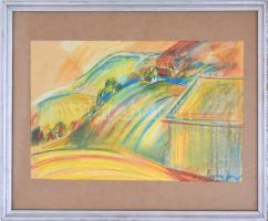 Egry jelzéssel: Dombok. Pasztell, papír, üvegezett keretben, 27×42 cm