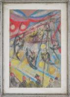 Scheiber jelzéssel: Cirkusz. Kréta, papír, üvegezett keretben, 42×27,5 cm