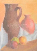 Basch jelzéssel: Csendélet. Pasztell, karton, üvegezett, enyhén sérült keretben, 56×39 cm