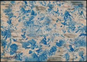 Hantai jelzéssel: Kék-szürke kompozíció. Akvarell, papír, 20,5×28,5 cm