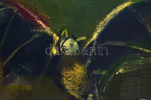 Bráda Tibor (1941-): Csendélet denevérrel. Olaj, vászon, jelzett és datált (Bráda 1977), hátoldalán ...