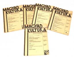 1937 A Magyar Kultúra XXIV. évfolyamának 5 db száma, szakadásokkal
