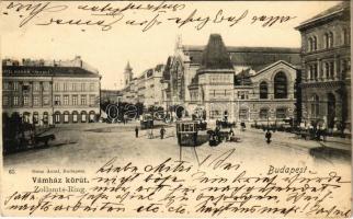 1900 Budapest IX. Vámház körút, villamosok, Vásárcsarnok, gyógyszertár. Ganz Antal 65.  (EK)