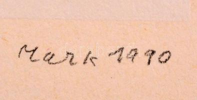 Mark (Márkus), Anna (1928-): Konstruktivista kompozíció. Szitanyomat, papír, apró sérüléssel, jelzet...