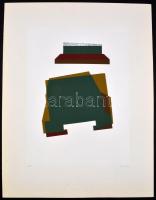 Mark (Márkus), Anna (1928-): Konstruktivista kompozíció. Szitanyomat, papír, apró sérüléssel, jelzet...