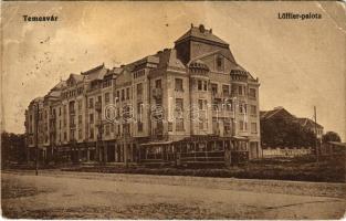 Temesvár, Timisoara; Löffler palota, villamos, Duna biztosító intézet / palace, tram, insurance company (EK)