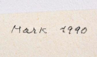 Mark (Márkus), Anna (1928-): Geometrikus kompozíció. Szitanyomat, papír, apró sérüléssel, jelzett, s...