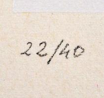 Mark (Márkus), Anna (1928-): Geometrikus kompozíció. Szitanyomat, papír, apró sérüléssel, jelzett, s...