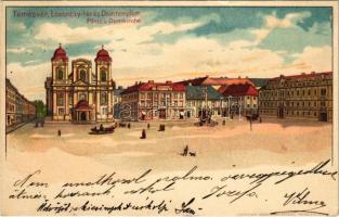 1900 Temesvár, Timisoara; Losonczy tér, Dom templom. Corvina könyvkereskedés kiadása / square, church. litho