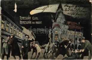 1911 Temesvár, Timisoara; éjjel. Humoros részeges montázs / night. Montage with drunk men, humour