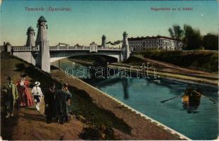 Temesvár, Timisoara; Gyárváros, Bega részlet és új híd, csónak / Fabrica, Bega riverside, boat, new bridge