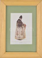 Fa üvegezett képkeret, benne ragasztva "A suba és mestersége Kecskeméten" c. nyomat. Képmé...