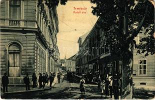 Temesvár, Timisoara; Rudolf utca, Hunyadi tér, üzletek. W.L. Bp. 2003. Kiadja Gerő Manó kiadása / street, square, shops (fa)