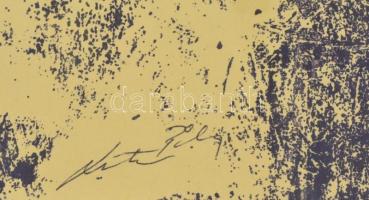 1995 Leisztner Piroska (1938-): Nőszirom. Monotípia, papír, jelzett (hátoldalán is), üvegezett fa ke...