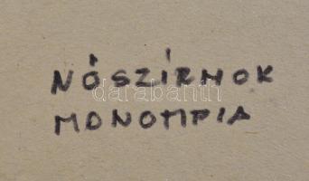 1995 Leisztner Piroska (1938-): Nőszirom. Monotípia, papír, jelzett (hátoldalán is), üvegezett fa ke...