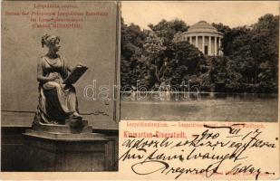 1900 Kismarton, Eisenstadt; Leopoldina templom és szobor / Leopoldinentempel im fürstl. Stadtpark, Statue der Prinzessin Leopoldine Esterházy / temple and statue