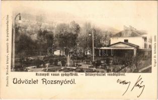 1901 Rozsnyó, Roznava; Vasas gyógyfürdő, sétány és vendéglő. Pauchly Nándor kiadása és Vogel D. felvétele / spa promenade and restaurant (Rb)