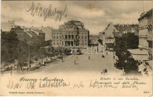 1900 Pozsony, Pressburg, Bratislava; Sétatér és városi színház / promenade and theatre (EK)