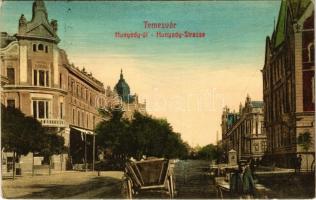 1911 Temesvár, Timisoara; Hunyadi út, Délvidéki Kaszinó / street, casino (ragasztónyom / gluemark)