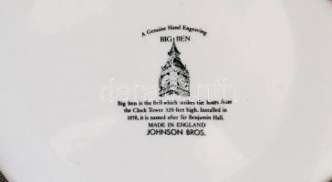 Johnson Brothers porcelán "Big Ben" falitányér, matricás, jelzett, hibátlan, d: 25 cm