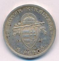 1938. 5P Ag "Szent István" T:1-,2 patina 
Adamo P8.1