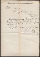 1905 Nagyszombat, rendőrkapitány által küldött levél erkölcsi bizonyítvány ügyében