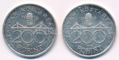 1992. 200Ft Ag "MNB" (2x) T:1- kis patina Adamo F13