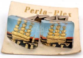 Perla-Plex bizsu mandzsetta pár, hajó (vitorlás) díszítéssel