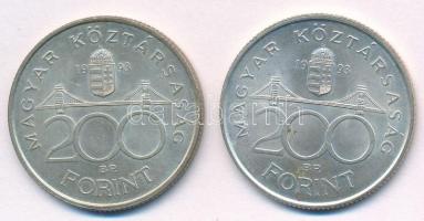 1993. 200Ft Ag "MNB" (2x) T:1-,2 Adamo F13