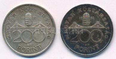 1992. 200Ft Ag "MNB" (2x) T:2 patina Adamo F13