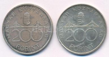 1993. 200Ft Ag "MNB" + 1994. 200Ft Ag "Deák" T:2 kis patina Adamo F13, F13.1