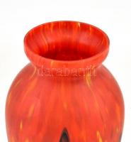 Vörös-fekete festett üvegváza, jelzés nélkül, apró kopásokkal, csorbával m: 31 cm