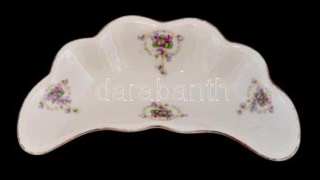 Moritz Zdekauer porcelán kínáló, matricás, jelzett, alján lepattanással, 18,5x10,5 cm + Figurális te...