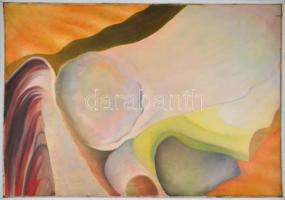 Jelzés nélkül: Túl a felhőkön. Olaj, vászon, sérült, műanyag keretben, 80×110 cm