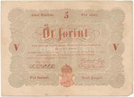 1848. 5Ft Kossuth bankó vörösesbarna T:III szép papír Adamo G109