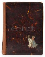 cca 1942-1949 Régi emlékkönyv bejegyzésekkel, rajzokkal, kopottas félvászon kötésben