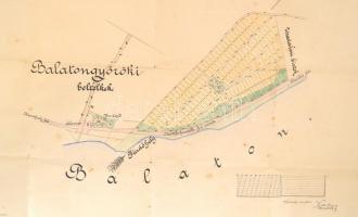 1911 Nagyméltóságú gróf Festetics Tassiló balatongyöröki villatelkének felosztási terve, 55×70 cm