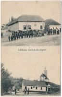 1922 Cserhátsurány, Iskola, templom, falubeliek (Rb)