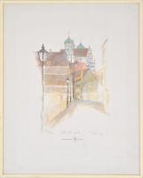 Olvashatatlan jelzéssel: Augsburgi látkép. Litográfia, papír, számozott (17/350), üvegezett keretben...