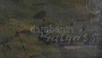 Gulyás S jelzéssel: Libák. Olaj, vászon, sérült, fa keretben, 55,5x65 cm