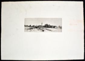 Boldizsár István (1897-1984): Falusi látkép. Rézkarc, papír, lap széle enyhén foltos, rézkarc ép, há...