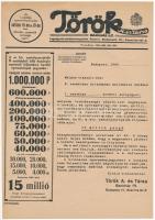 1943. Török A. és Társa Bankház Rt. osztálysorsjátékra szóló felhívása