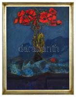 Béres Jenő (1912-1981): Pipacsok. Olaj, vászon, jelzett, hátoldalán a festő autográf feliratával, 80...