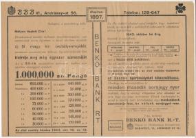 1943. Benkő Bank Rt. - 51. Osztálysorsjáték reklámja