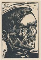Varga Nándor Lajos (1895-1978): Portré (Önarckép?). Fametszet, papír, jelzett a dúcon, 18×11 cm
