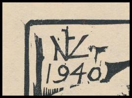 Varga Nándor Lajos (1895-1978): Portré (Önarckép?). Fametszet, papír, jelzett a dúcon, 18×11 cm