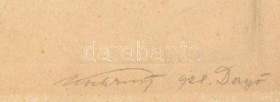 Olvashatatlan jelzéssel: Szélfútta fák. Rézkarc, papír, datált (928), számozott (1/4), lap széle sér...