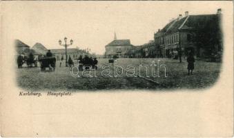 Gyulafehérvár, Karlsburg, Alba Iulia; Fő tér, üzletek / Hauptplatz / main square (EK)